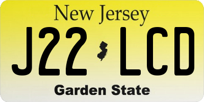 NJ license plate J22LCD