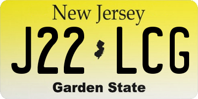 NJ license plate J22LCG