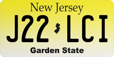 NJ license plate J22LCI