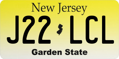 NJ license plate J22LCL