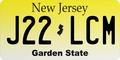 NJ license plate J22LCM