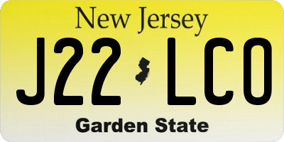 NJ license plate J22LCO