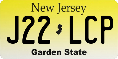 NJ license plate J22LCP