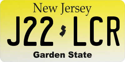 NJ license plate J22LCR