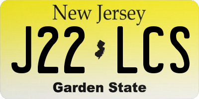 NJ license plate J22LCS