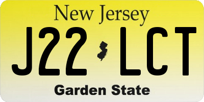 NJ license plate J22LCT