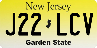 NJ license plate J22LCV