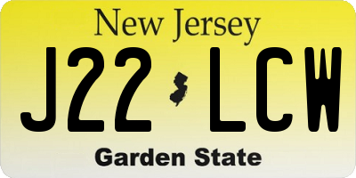 NJ license plate J22LCW