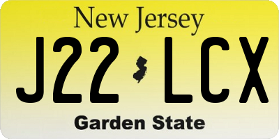 NJ license plate J22LCX