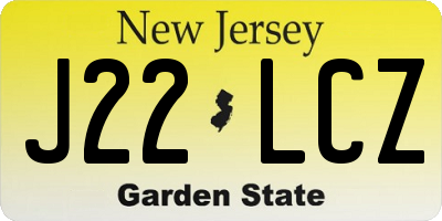 NJ license plate J22LCZ