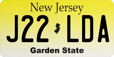 NJ license plate J22LDA