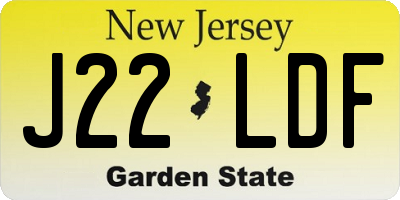 NJ license plate J22LDF