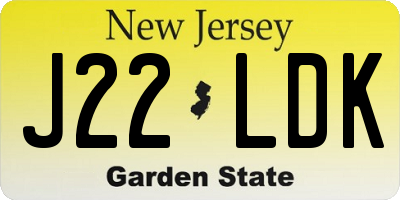 NJ license plate J22LDK
