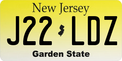 NJ license plate J22LDZ