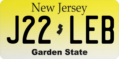NJ license plate J22LEB