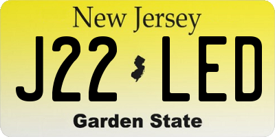 NJ license plate J22LED