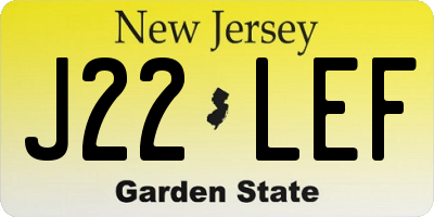 NJ license plate J22LEF