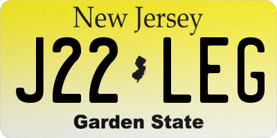 NJ license plate J22LEG
