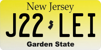 NJ license plate J22LEI