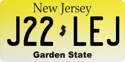 NJ license plate J22LEJ