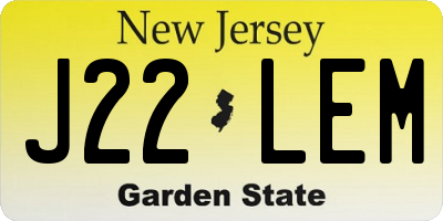 NJ license plate J22LEM