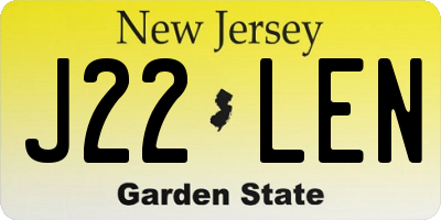 NJ license plate J22LEN