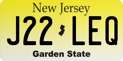 NJ license plate J22LEQ