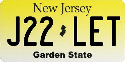 NJ license plate J22LET