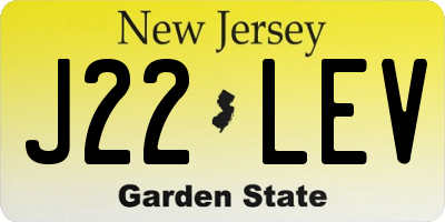 NJ license plate J22LEV
