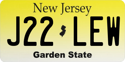 NJ license plate J22LEW