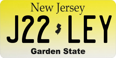 NJ license plate J22LEY