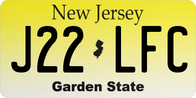 NJ license plate J22LFC