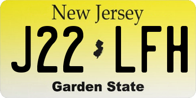 NJ license plate J22LFH