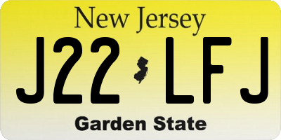 NJ license plate J22LFJ