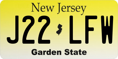 NJ license plate J22LFW