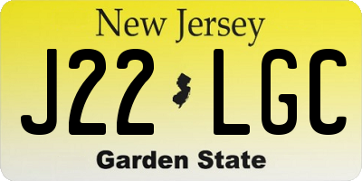 NJ license plate J22LGC
