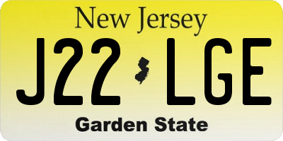 NJ license plate J22LGE