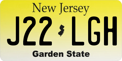 NJ license plate J22LGH