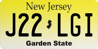 NJ license plate J22LGI