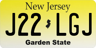 NJ license plate J22LGJ