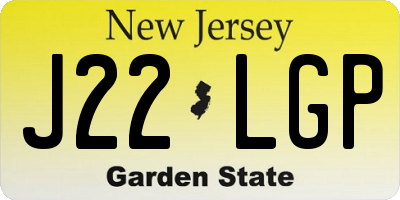 NJ license plate J22LGP