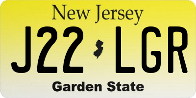 NJ license plate J22LGR