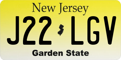 NJ license plate J22LGV