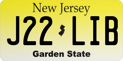 NJ license plate J22LIB