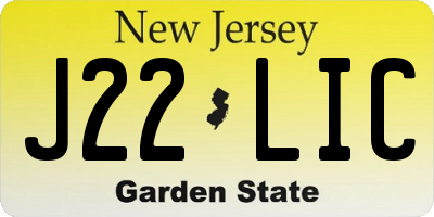 NJ license plate J22LIC
