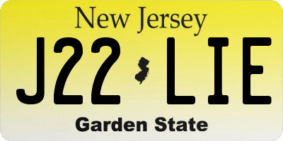 NJ license plate J22LIE