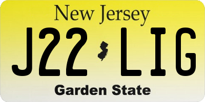 NJ license plate J22LIG