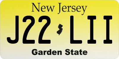 NJ license plate J22LII