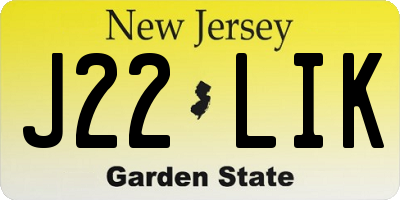 NJ license plate J22LIK