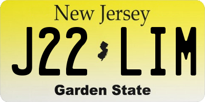 NJ license plate J22LIM